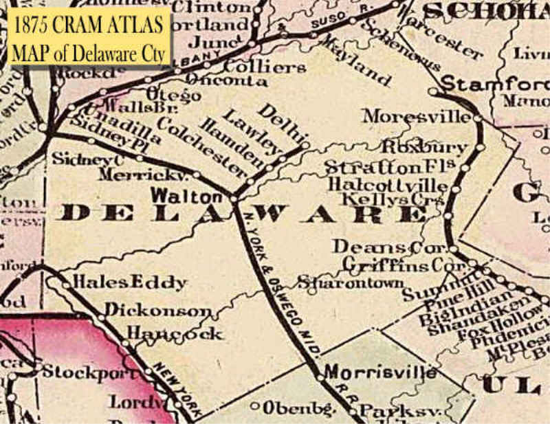 1875 CRAM ATLAS - Map of Delaware County