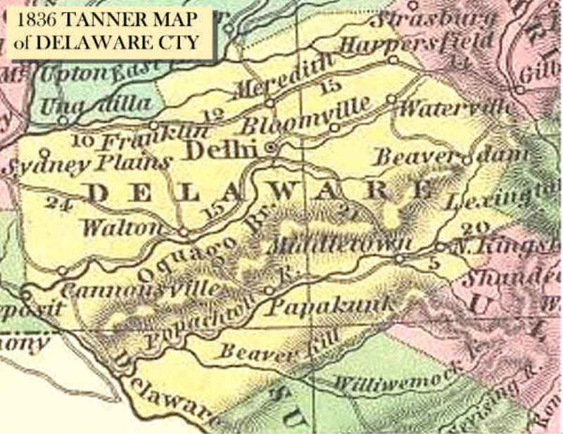 1836 TANNER MAP of Delaware County