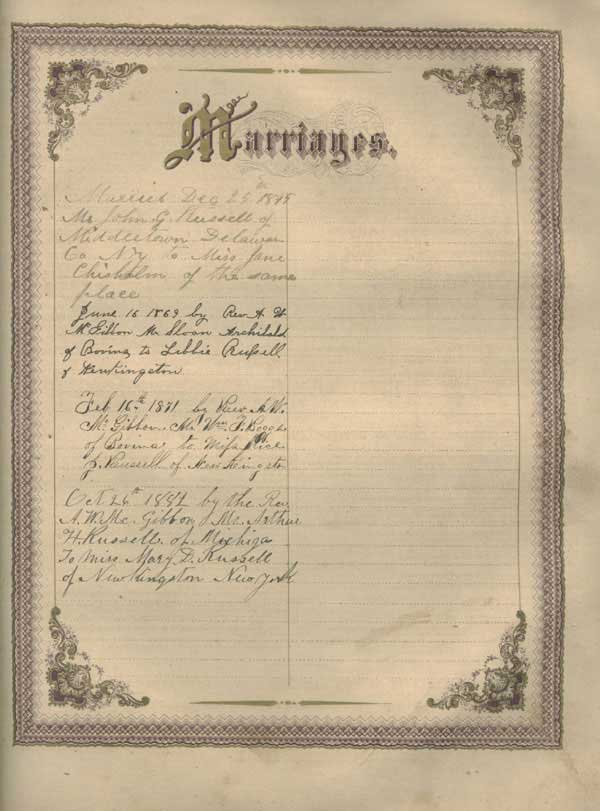 Russell Bible- Marriages
