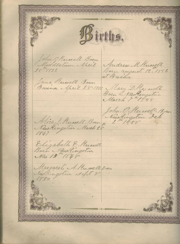 Russell Bible Births