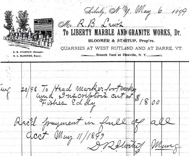 bill for headstone engraving