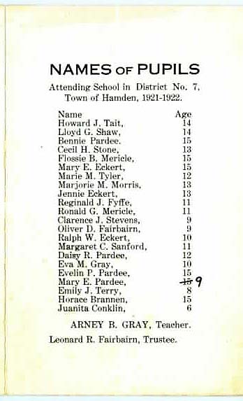 1921 - School Dist. 7 Hamden