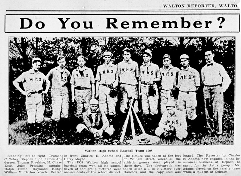 1908 Walton High School Baseball Team