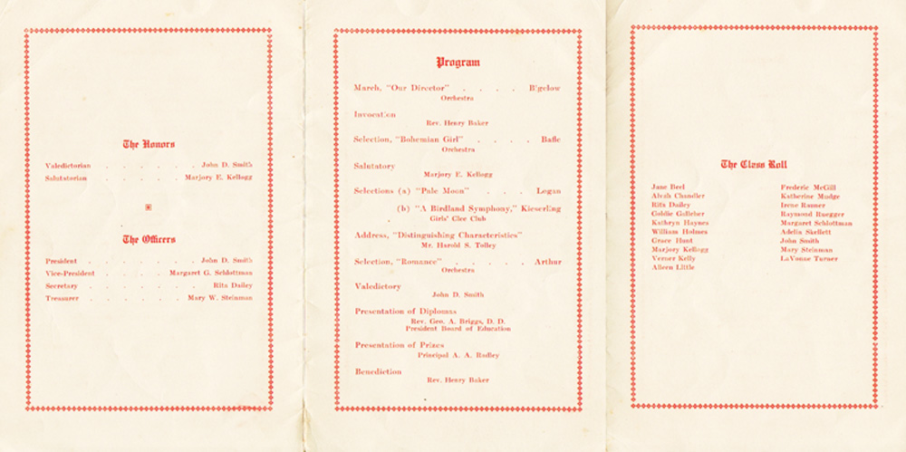 1931 Deposit High School Commencement Program