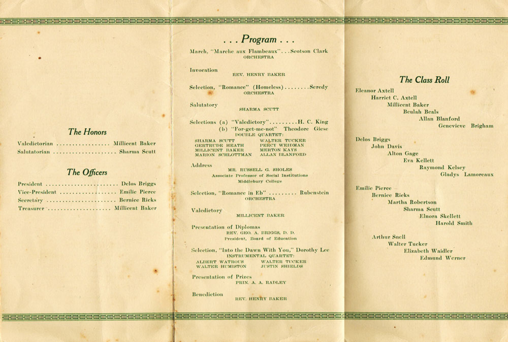 Deposit High School Class of 1932 Program