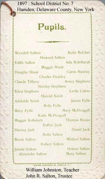 Pupil List - 1897 Dist. 7