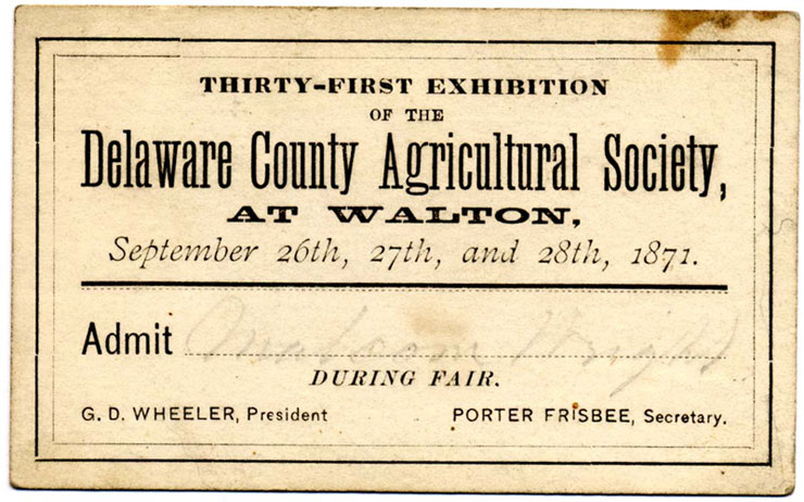Delaware County Agricultural Society at Walton 1871