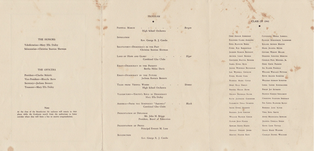 Deposit Central School 1941 Commencement Program