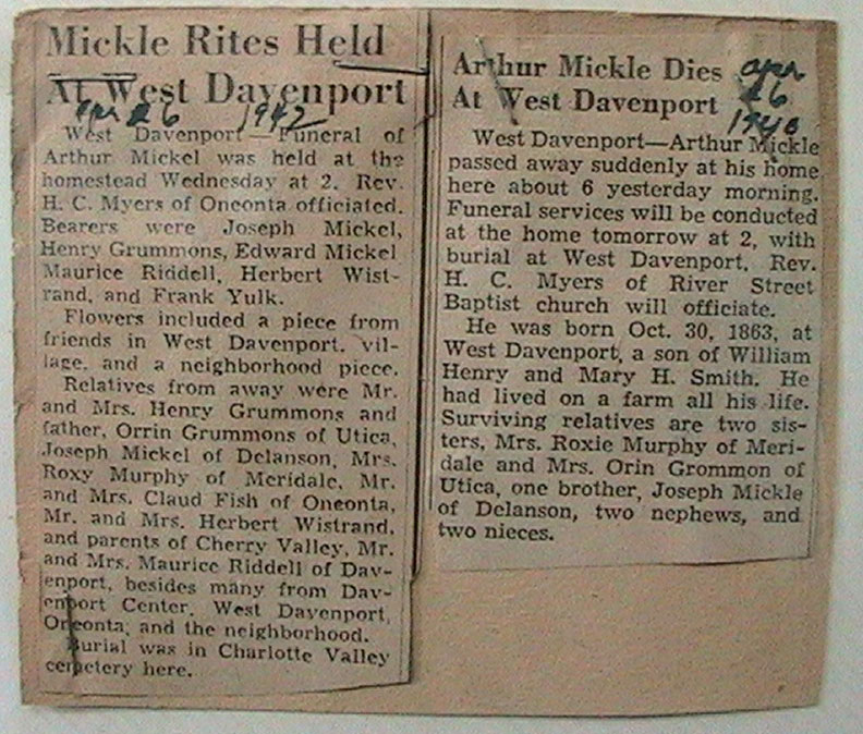 Obituary of Arthur Mickle