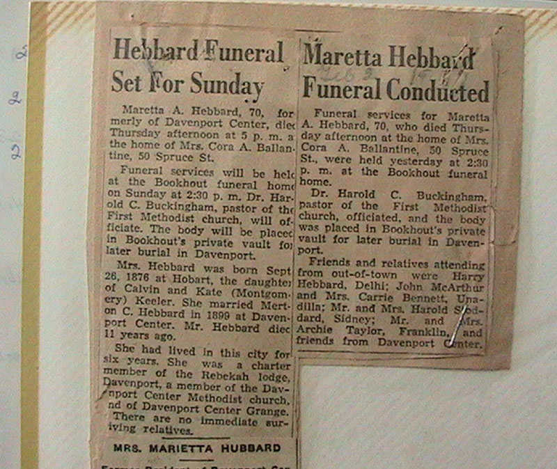 Meretta Hebbard Funeral