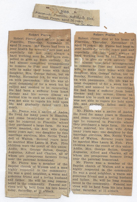 obit of Robert Pierce