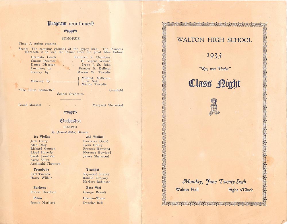 1933 Walton Class Program