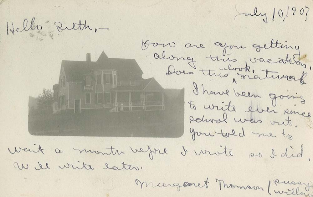 postcard from Margaret Thomson - 1907