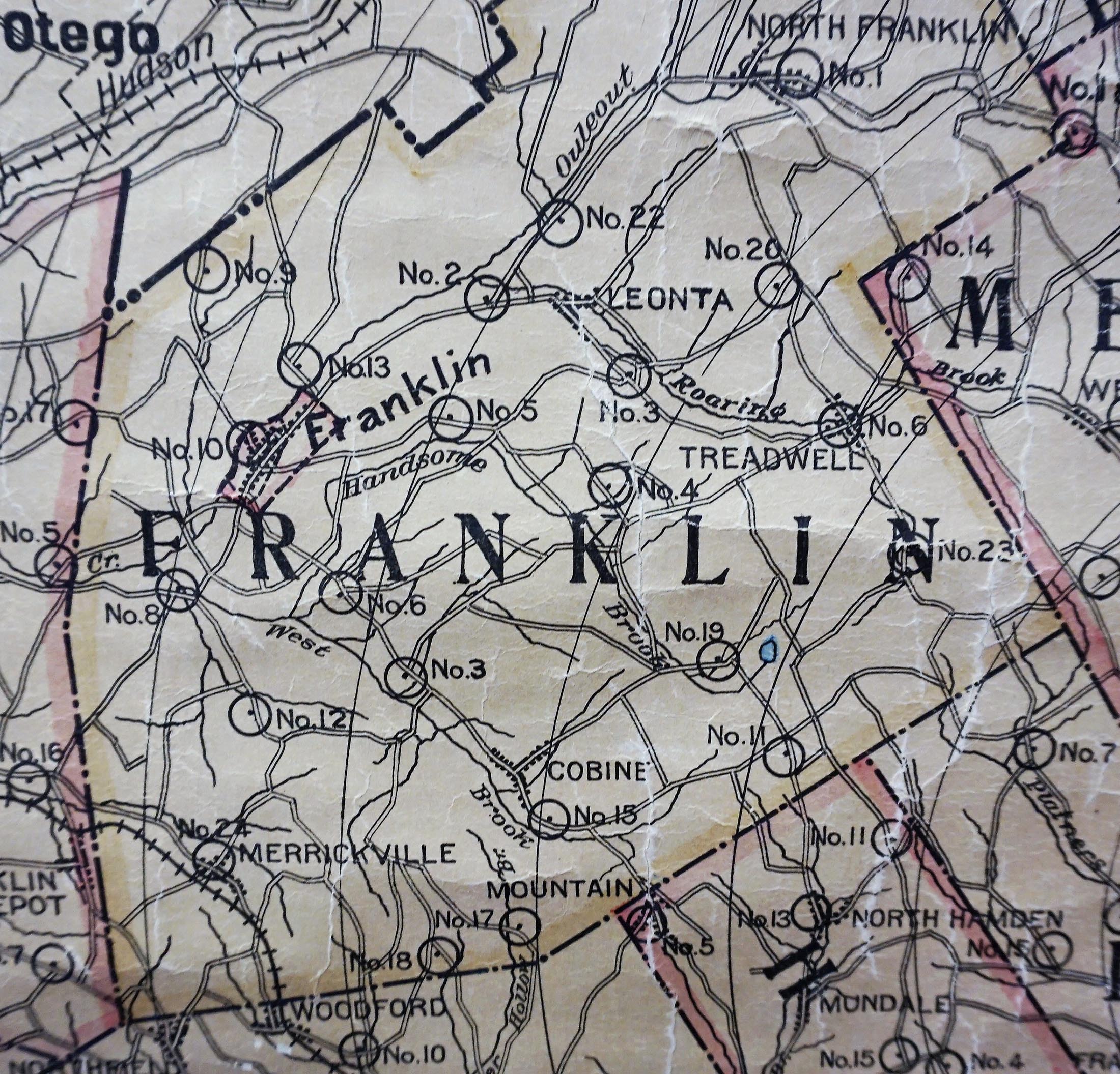 Franklin Map (showing location of old schools) Delaware County NY