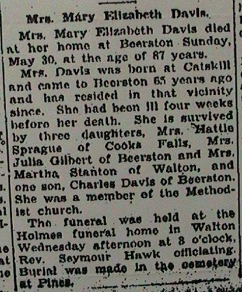 Obituary for Mary Elizabeth Davis
