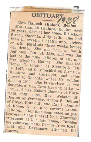 Hannah (Haines) Bouton Obituary