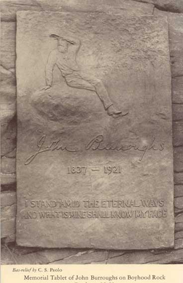 Memorial Tablet of John Burroughs on Boyhood Rock